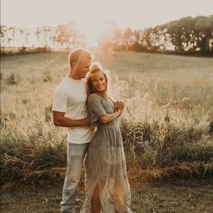 Altar’d State Dusty Blue Lace Maxi Dress